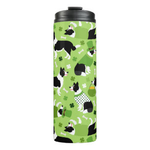 St. Patrick's Day Border Collie Pattern Thermosbecher