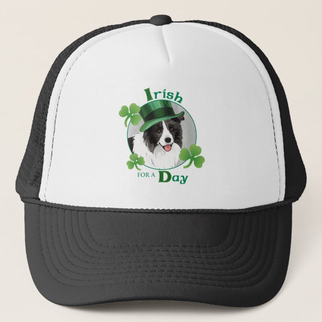 St. Patrick's Day Border Collie Truckerkappe (Vorderseite)