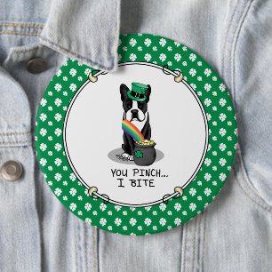 St. Patrick's Day Boston Terrier Dog (schwarz) Nie Button