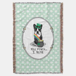 St. Patrick's Day Boston Terrier (schwarzer) Niedl Decke