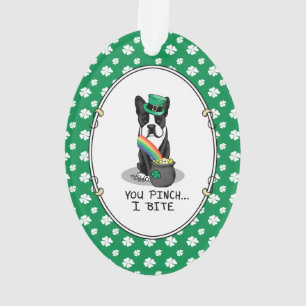 St. Patrick's Day Boston Terrier (schwarzer) Niedl Ornament