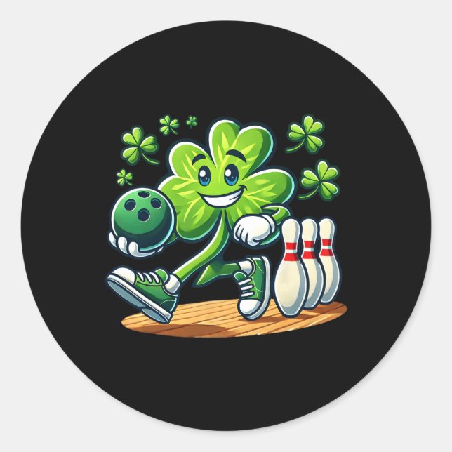 St Patrick's Day Bowling Boys Girls Niedliches Kle Runder Aufkleber (Vorderseite)