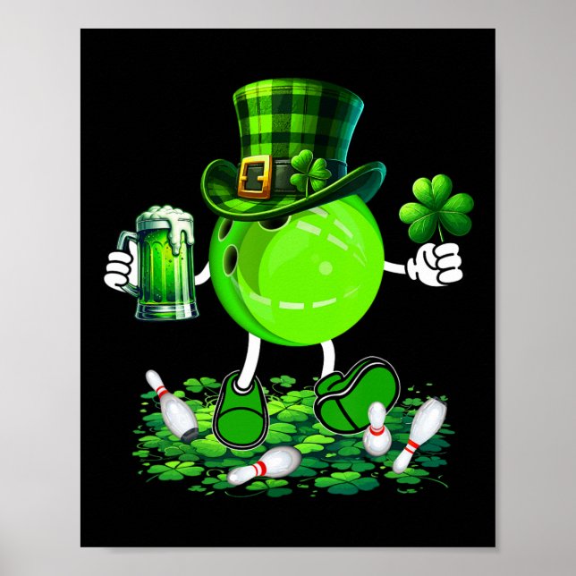St. Patrick's Day Bowling Drinking Beer Lover Play Poster (Vorne)