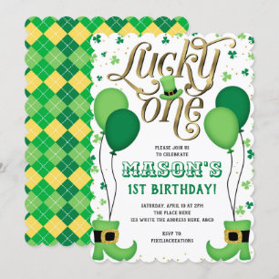 St. Patrick's Day, Boy 1. Geburtstag, Lucky One Einladung