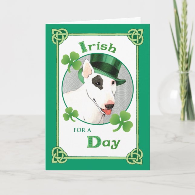 St. Patrick's Day Bull Terrier Karte (Vorderseite)