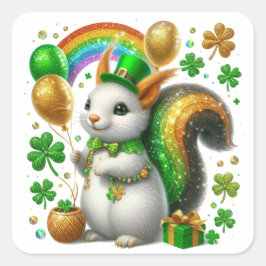St. Patricks Day Bunny Quadratischer Aufkleber