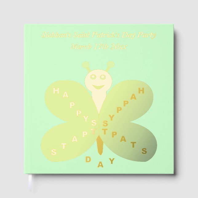 St. Patrick's Day Butterfly Custom Party Gästebuch (Vorderseite)