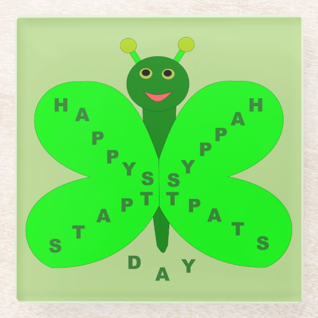 St. Patricks Day Butterfly Glass Untersetzer (Vorderseite)