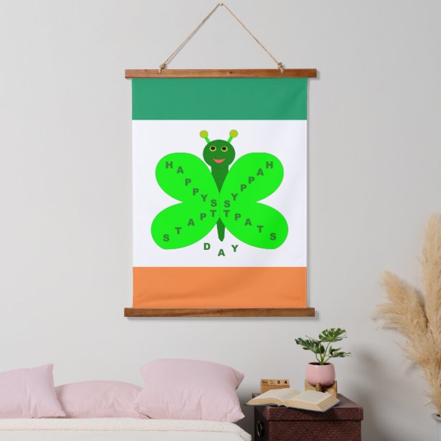 St. Patricks Day Butterfly Wandteppich Mit Holzrahmen (Schlafzimmer)