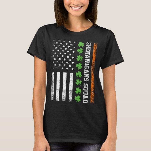 St Patrick's Day C Leaf Shenanigans Squad US-Flagg T-Shirt (Vorderseite)