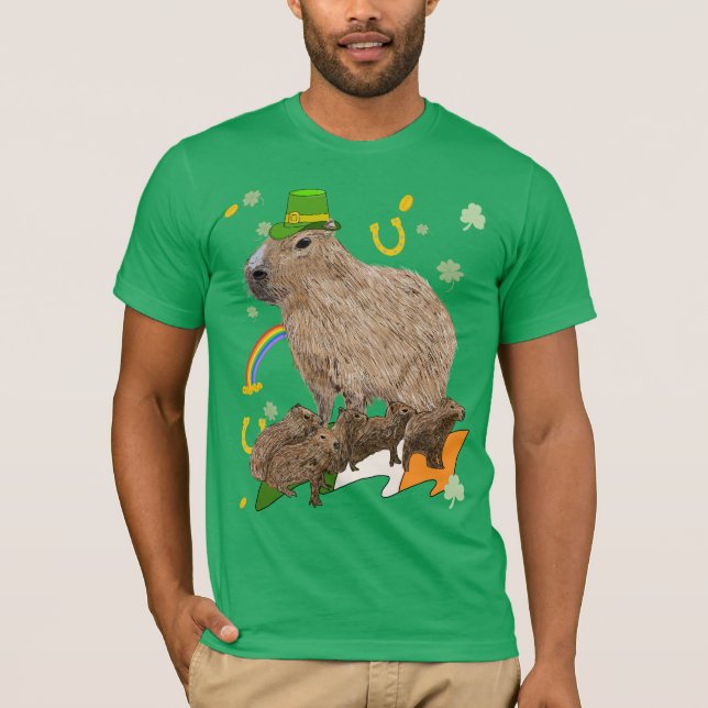 St Patricks Day Capybara Irish T-Shirt (Vorderseite)