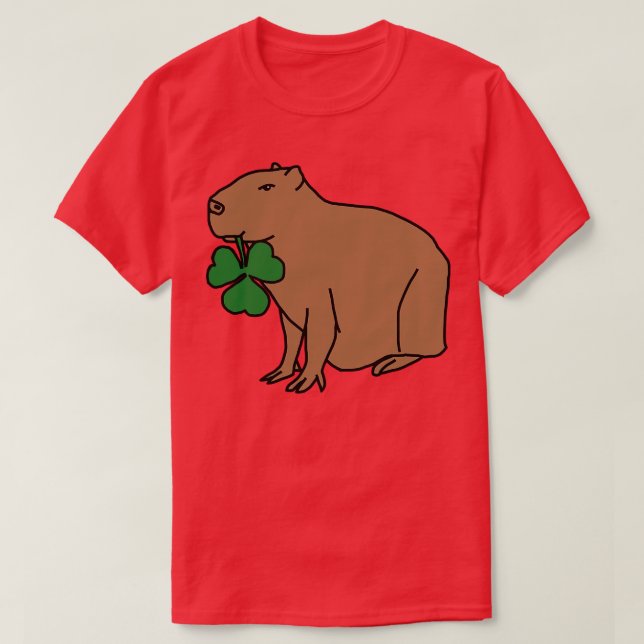 St. Patricks Day Capybara mit Kleeblatt T-Shirt (Design vorne)
