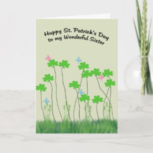 St Patrick's Day Card für Schwester mit Kleeblätte Karte