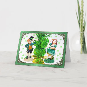 St. Patrick's Day Card mit kleinen Figuren Karte