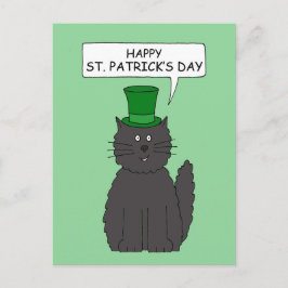 St Patrick's Day Cartoon Cat in a Hat Postkarte