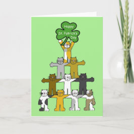 St Patrick's Day Cartoon Cats Karte