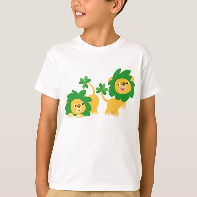 St Patrick's Day Cartoon Löwen Kinder T - Shirt (Vorderseite)