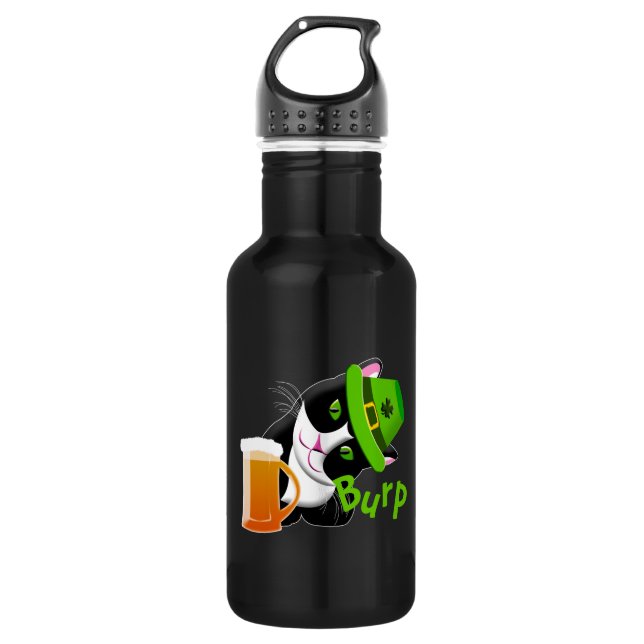 St. Patrick's Day Cat Edelstahlflasche (Vorderseite)