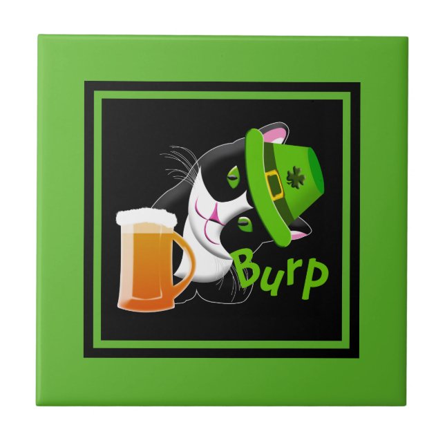 St. Patrick's Day Cat Fliese (Vorderseite)