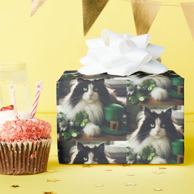 St. Patrick's Day Cat Geschenkpapier (Geburtstagsparty)