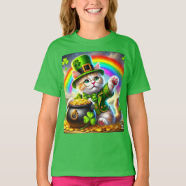 St Patrick's Day Cat Leprechaun Cat Lover T - Shir T-Shirt