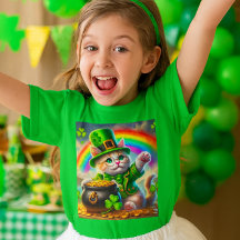 St Patrick's Day Cat Leprechaun Cat Lover T - Shir
