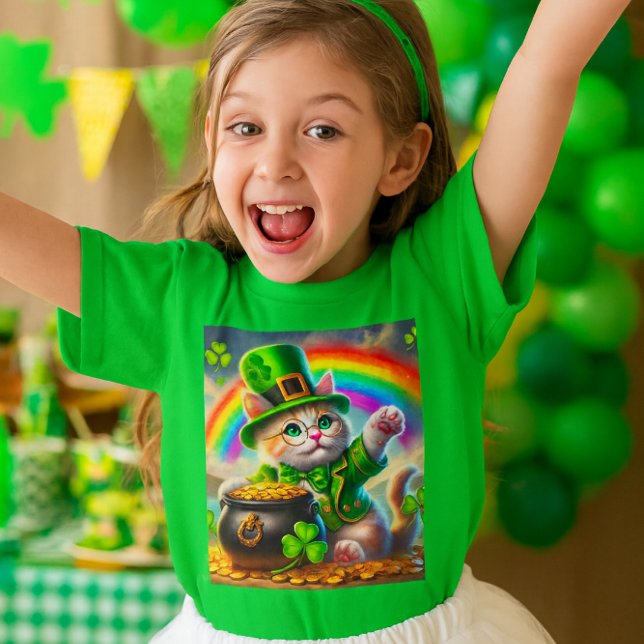 St Patrick's Day Cat Leprechaun Cat Lover T - Shir T-Shirt (Paws-itively magical! This leprechaun kitty brings the gold and the giggles to a St. Paddy’s party)