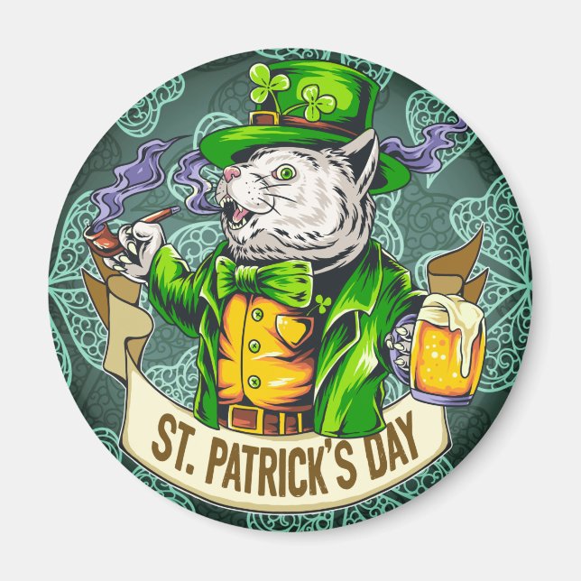 St. Patrick's Day Cat Magnet (Vorne)