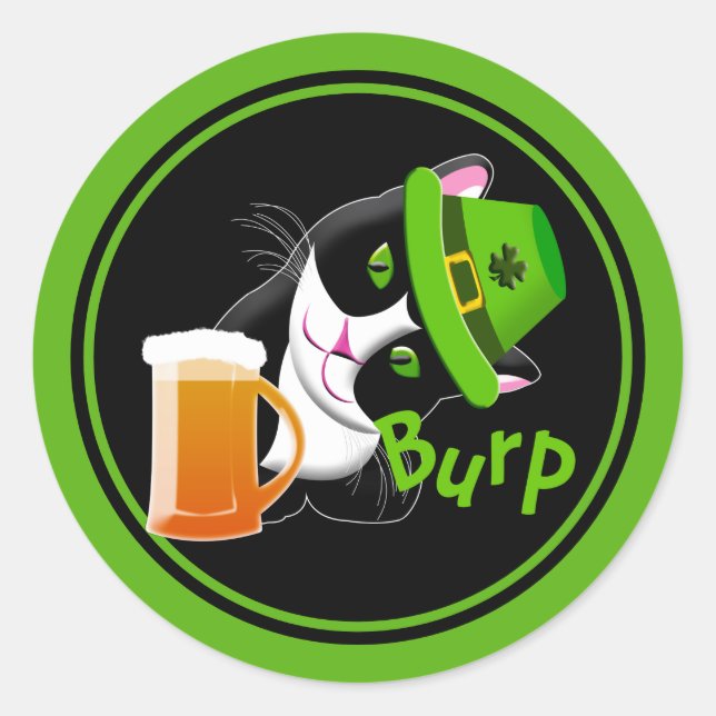 St. Patrick's Day Cat Runder Aufkleber (Vorderseite)