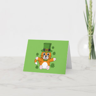 St Patrick's Day Cat Shamrocks Cartoon Add Text Karte