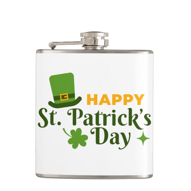 St Patrick's Day Celebration Vinyl Wrapped Flask Flachmann (Vorderseite)