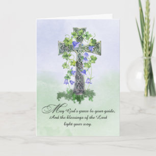 St Patricks Day Celtic Cross Kleeblatts Segnungen Karte