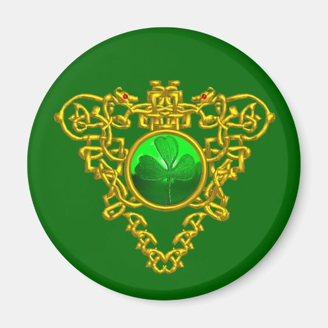 ST. PATRICK'S DAY CELTIC HEART Green Kleeblatt Magnet (Vorne)