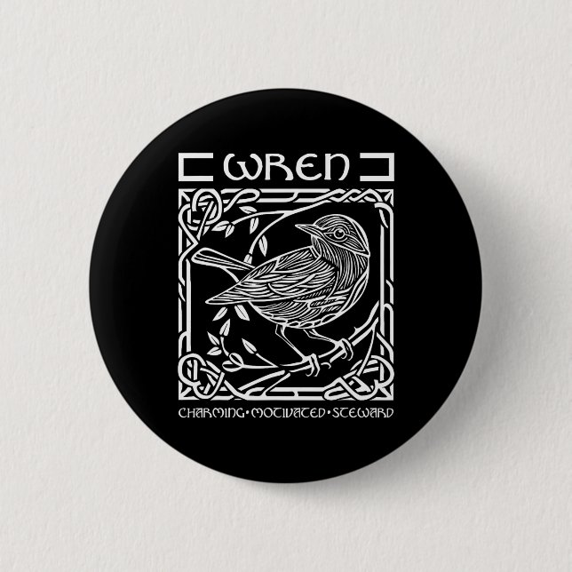 St Patricks Day Celtic Knot Zodiac Wren 10. Juni - Button (Vorderseite)