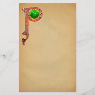 ST PATRICK'S DAY CELTIC P MONOGRAM MIT KLEEBLATT BRIEFPAPIER