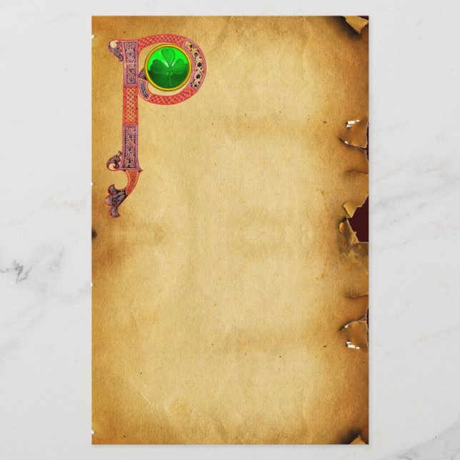 ST PATRICK'S DAY CELTIC P MONOGRAM MIT KLEEBLATT BRIEFPAPIER (Vorderseite)