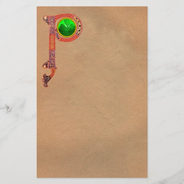 ST PATRICK'S DAY CELTIC P MONOGRAM MIT KLEEBLATT BRIEFPAPIER (Vorderseite)