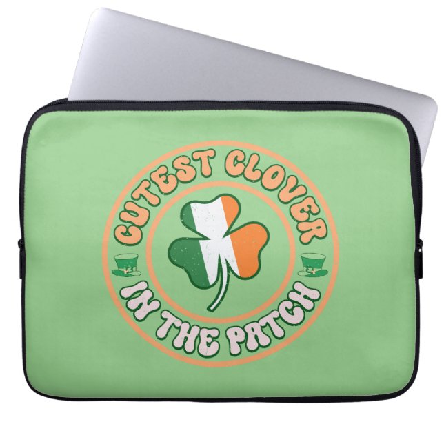 St. Patrick's Day Charm Niedliche Klee im Patch Laptopschutzhülle (Vorderseite)