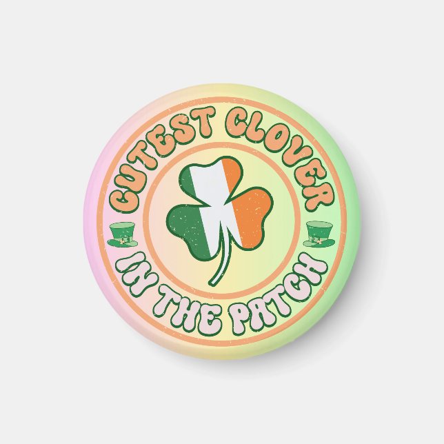 St. Patrick's Day Charm Niedliche Klee im Patch Magnet (Vorne)