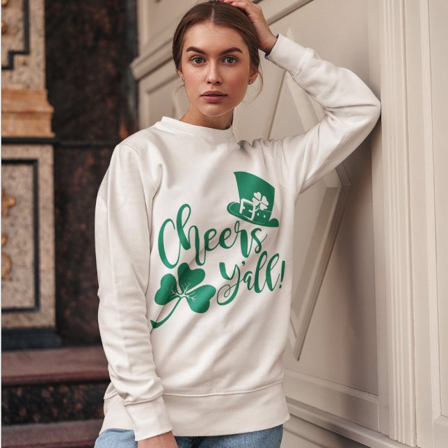 St Patrick's Day Cheers Y'all Irish Drinking Sweatshirt (Von Creator hochgeladen)
