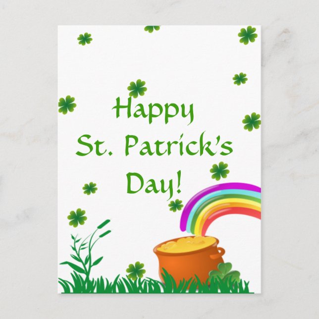 St. Patrick's Day Clover Golden Pot Postcard Postkarte (Vorderseite)