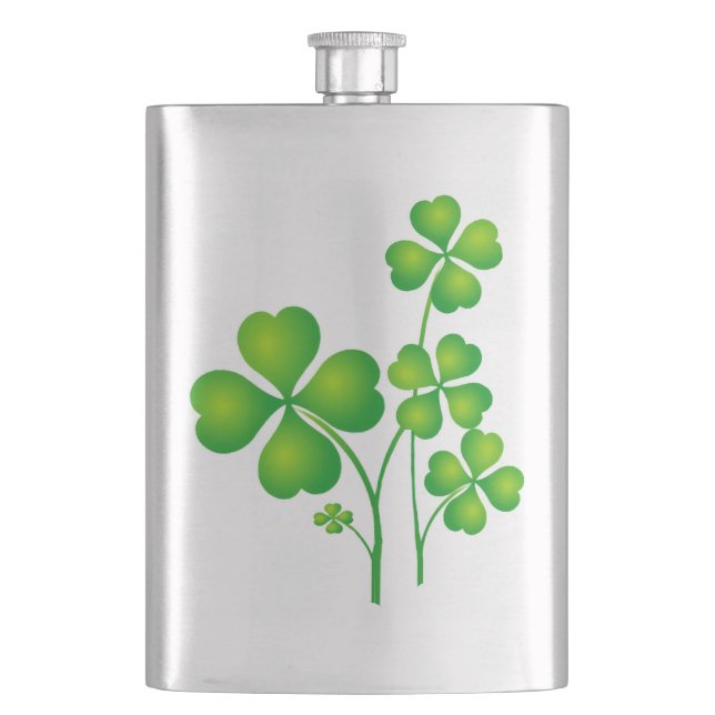 St. Patrick's Day Clover + Ihre Ideen Flachmann (Vorderseite)