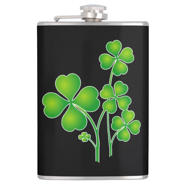St. Patrick's Day Clover + Ihre Ideen Flachmann (Vorderseite)