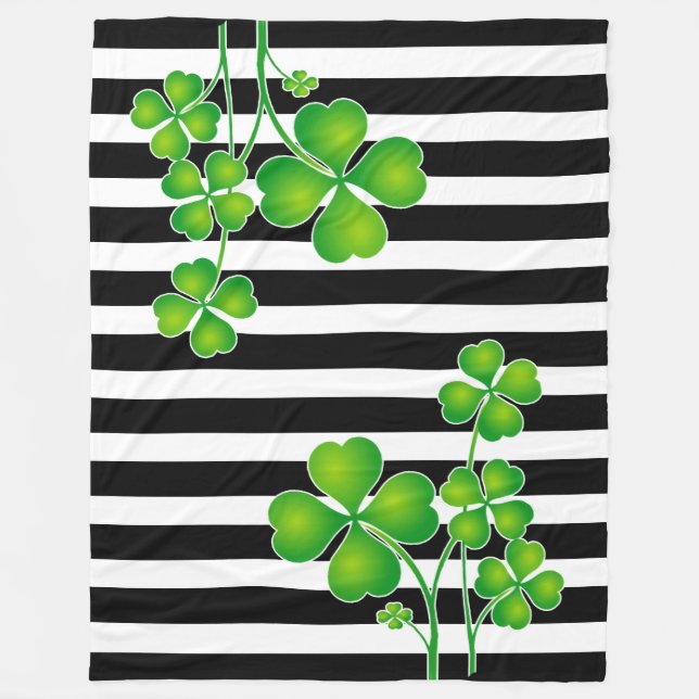 St. Patrick's Day Clover / Kleeblatts + Ihre Ideen Fleecedecke (Vorderseite)