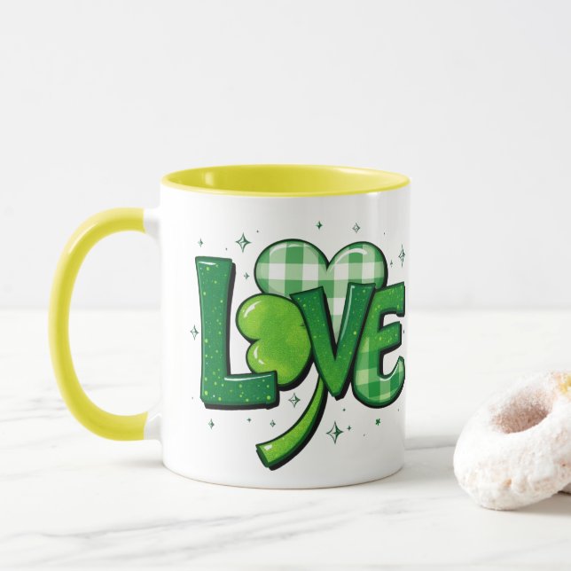 St. Patrick's Day Clover Liebe Charm Tasse (Mit Donut)
