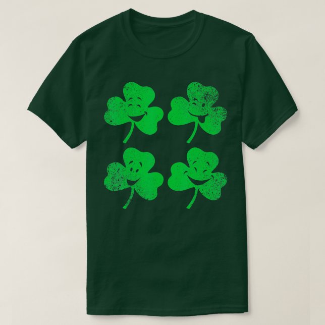 St. Patricks Day Clover Vier Leaf Kleeblatt Lucky T-Shirt (Design vorne)