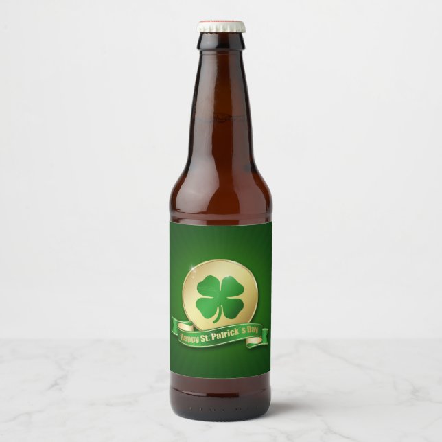 St. Patrick's Day Coin Kleeblatt Bierflaschenetikett (Vorderseite)