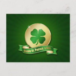 St. Patrick's Day Coin Kleeblatt Postkarte