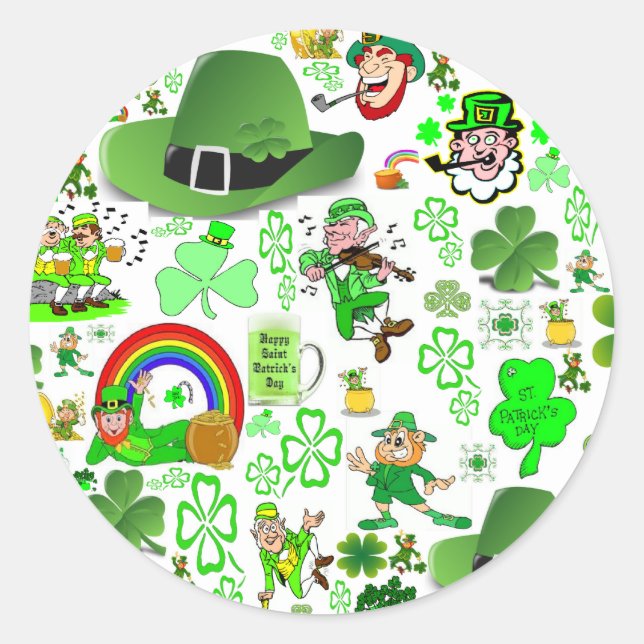 St Patrick's Day Collage Runder Aufkleber (Vorderseite)