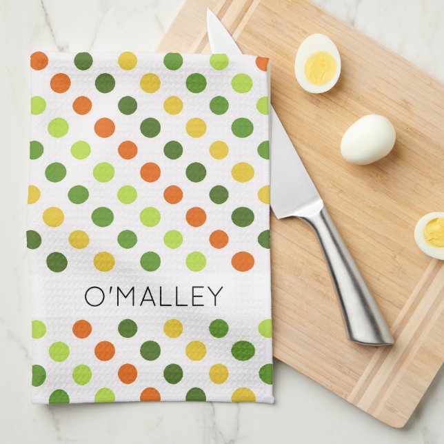 St Patricks Day Colorful Dots NAME Irish Fun Geschirrtuch (Viertel Falte)